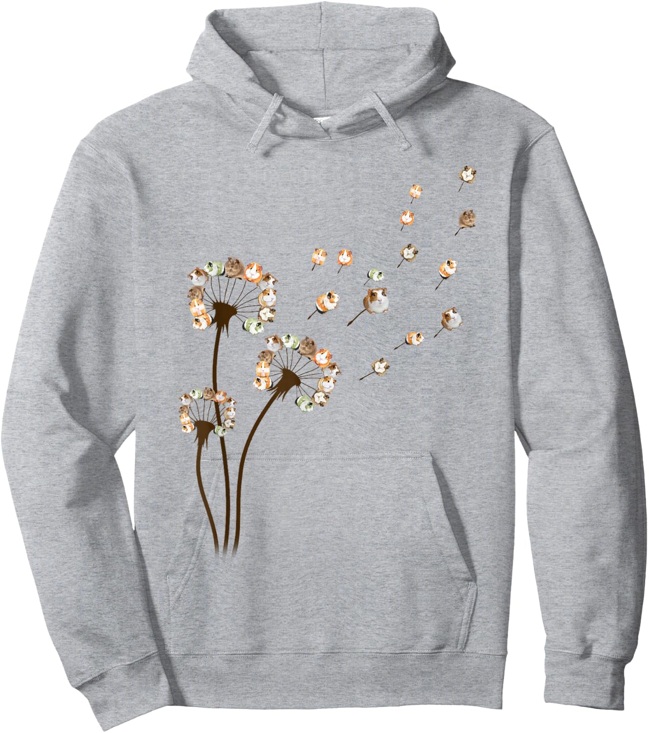 Flower Guinea Pig Dandelion Funny Animal Lovers Cute Hoodie - Hoodie | Ash