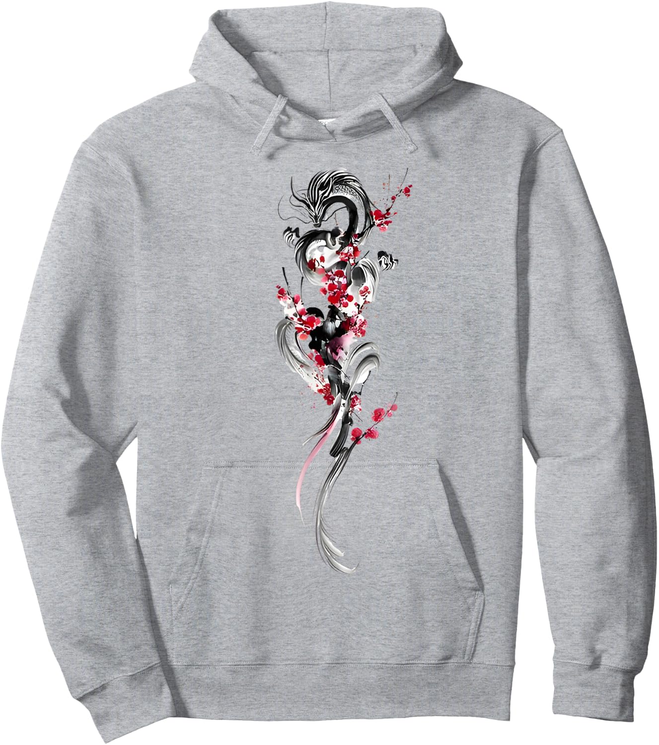 Cherry Blossom Japanese Dragon Asian Retro 80’s Style Hoodie - Hoodie | Ash