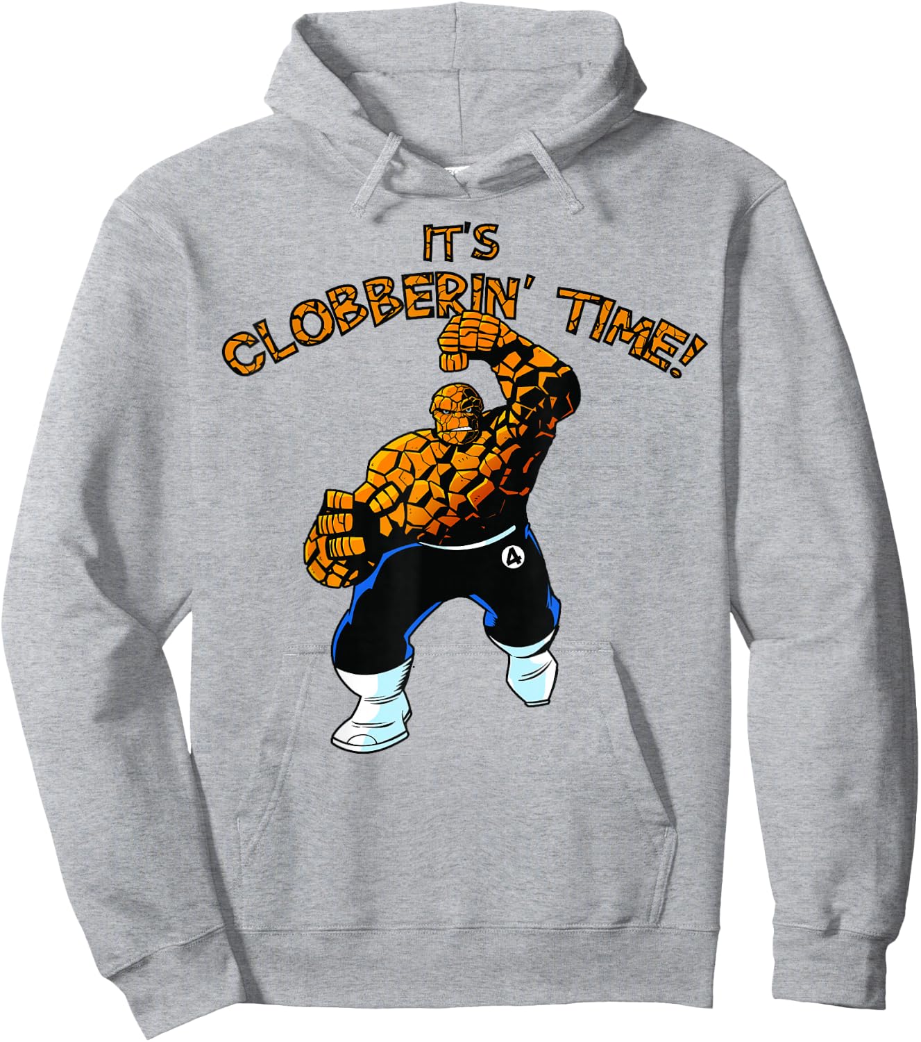 Marvel Fantastic Four The Thing Clobberin' Time Action Shot Hoodie - Hoodie | Ash