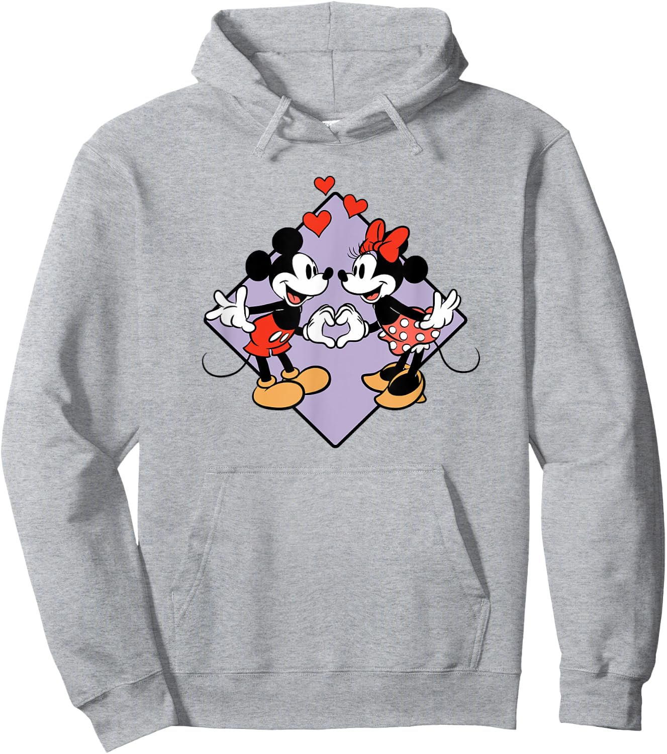 Amazon Essentials Mickey and Minnie Smiling in Love Valentine's Day Short Sleeve Hoodie - Hoodie | Ash
