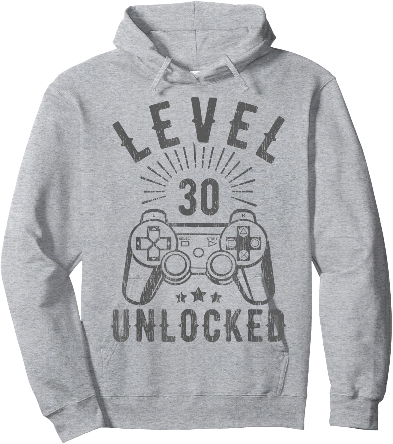 Level 30 Unlocked Funny Gamer 30th Birthday Vintage 30 Years Hoodie - Hoodie | Ash