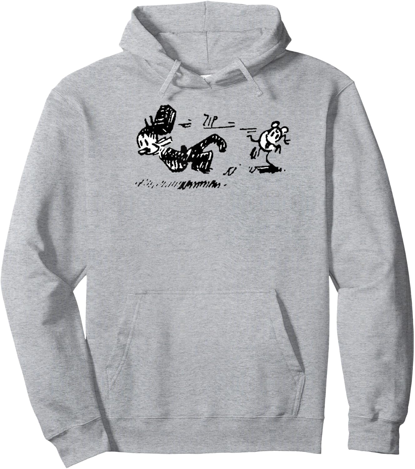 Hooplada Ignatz Mouse , Grey, Small, Classic Fit, , Short Sleeve, Polyester, -Adults Hoodie - Hoodie | Ash