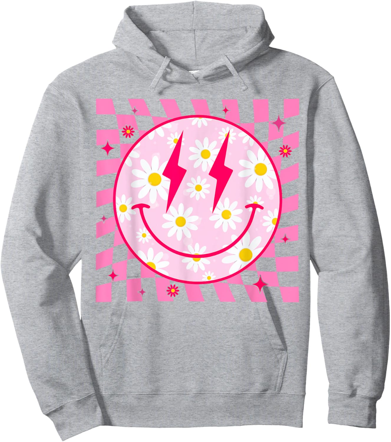 Happy Face Daisy Flower Shirt Preppy Aesthetic Smile Face Hoodie - Hoodie | Ash