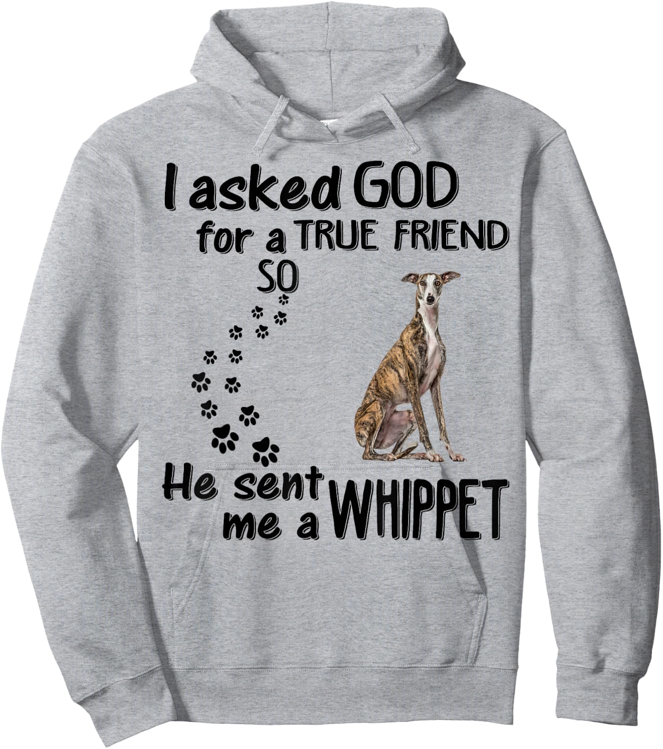 I Asked God For True Friend So He Sent Whippet Hoodie - Hoodie | Ash