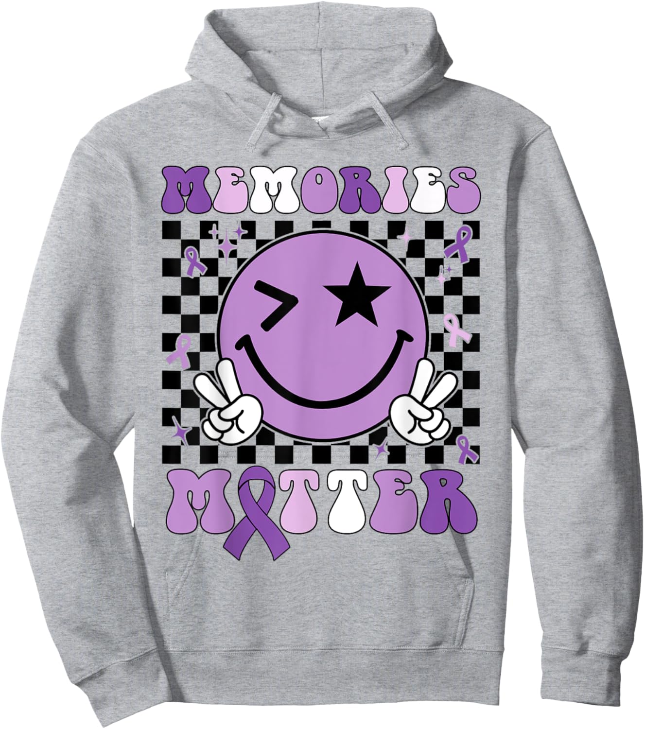 Memories Matter ALZ Purple Funny Meme Alzheimer's Awareness Hoodie - Hoodie | Ash