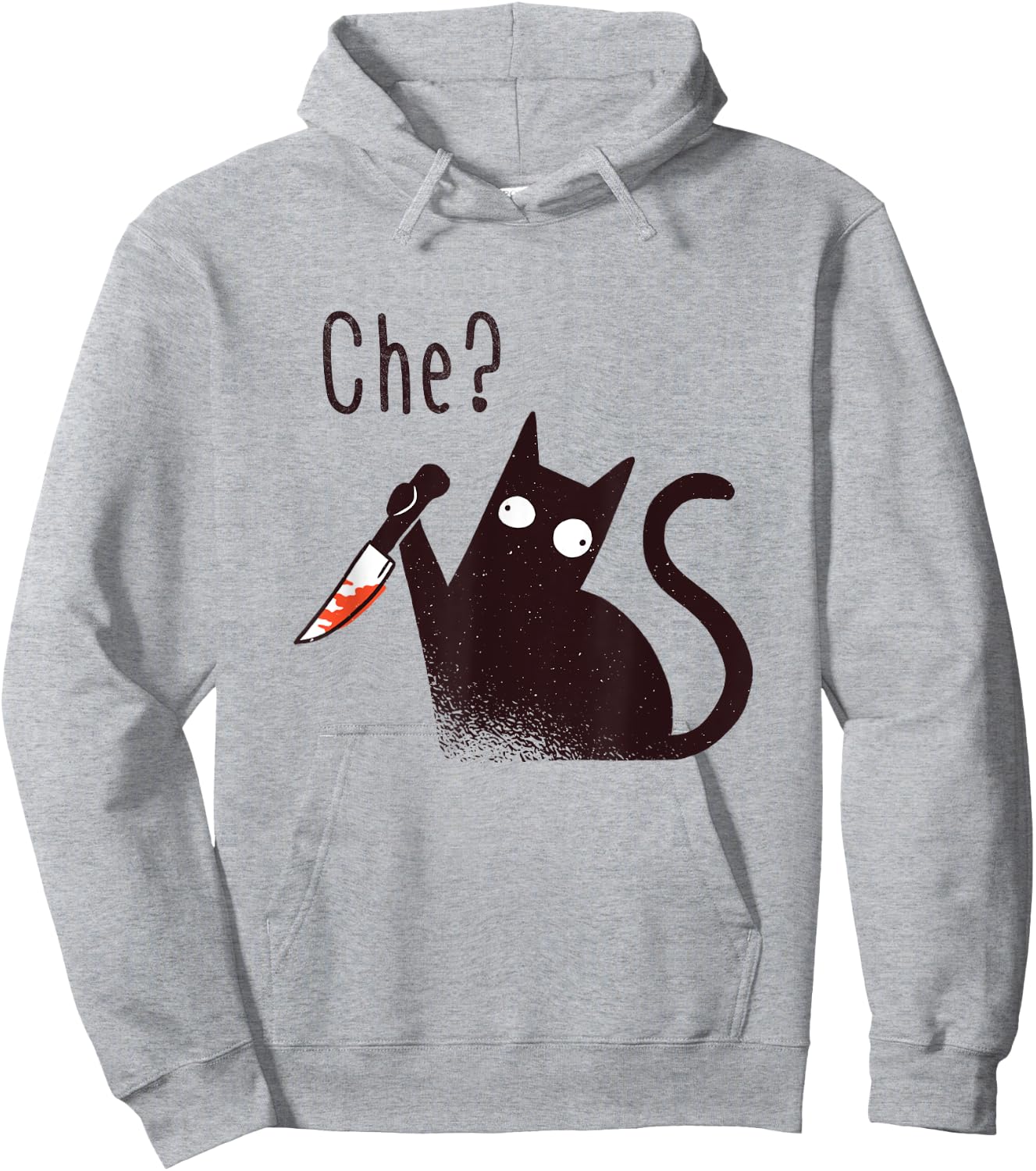 Funny Italian Language Evil Cat With A Knife Women Kids Hoodie - Hoodie | Ash