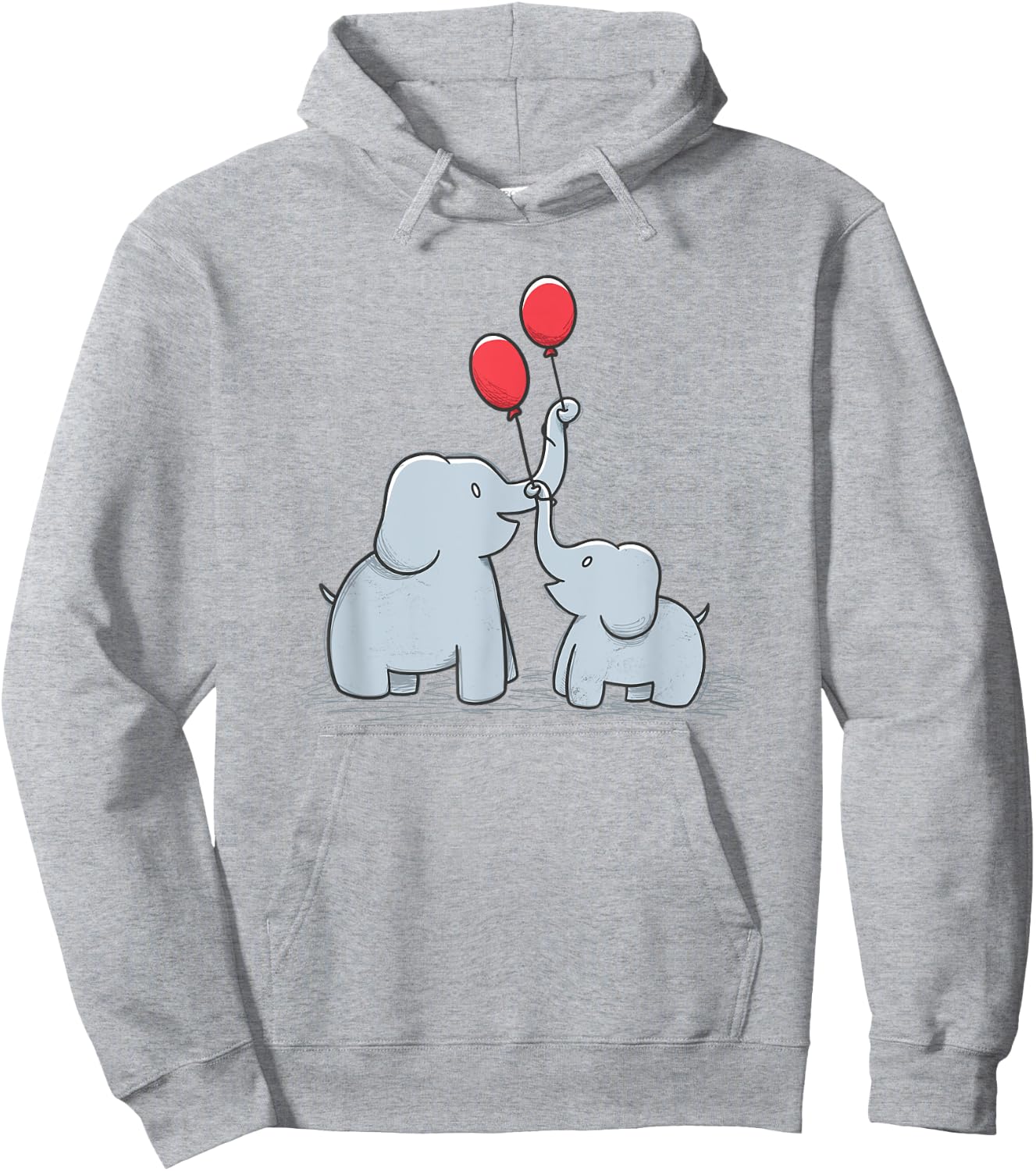 Elephant Happy Family Doodle Balloons Wildlife Cute Hoodie - Hoodie | Ash