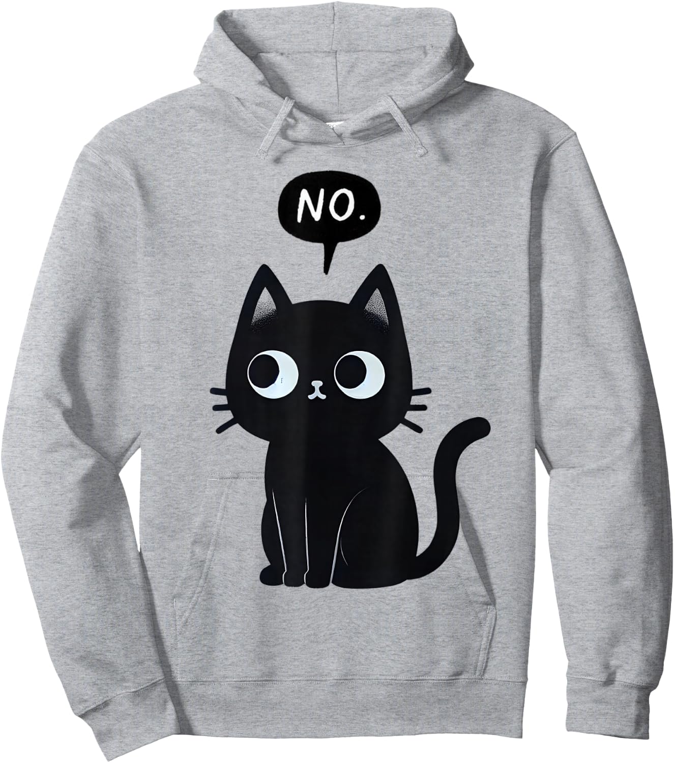 Cat Says No Funny Black Cat Hoodie - Hoodie | Ash