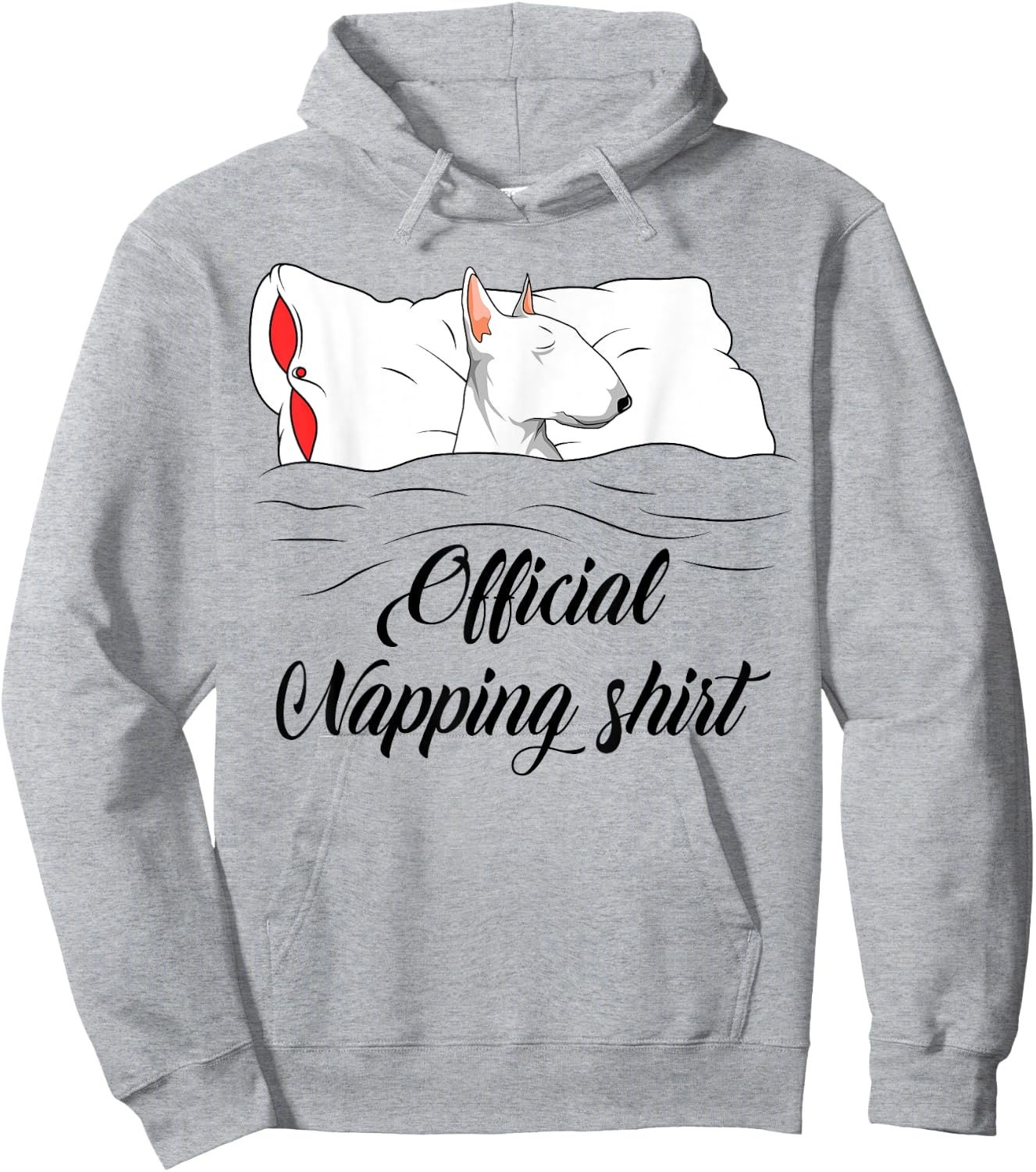 Sleeping Bull Terrier Pyjamas Dog Lover Official Napping Hoodie - Hoodie | Ash