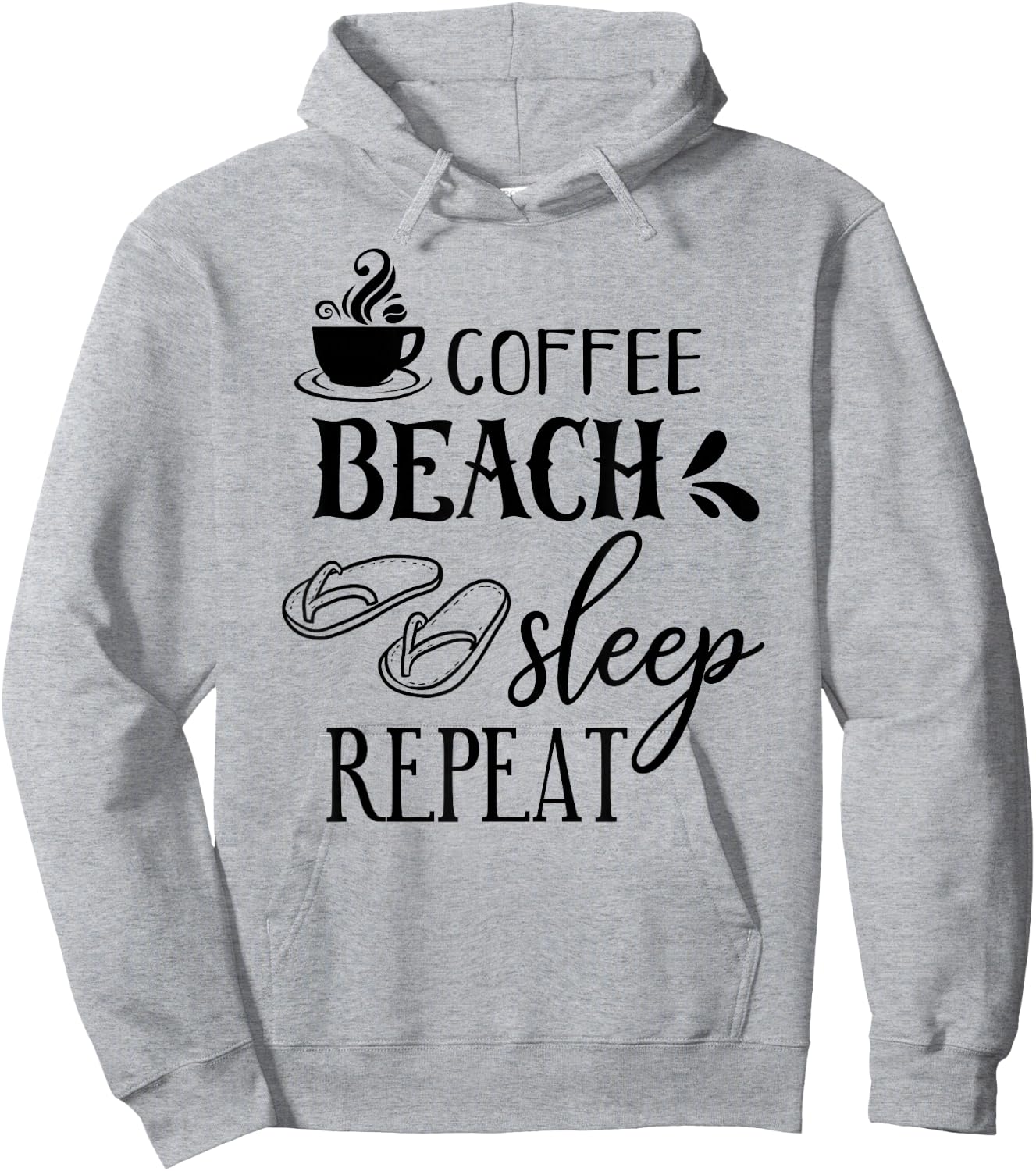 Coffee Beach Sleep Repeat Summer Hoodie - Hoodie | Ash