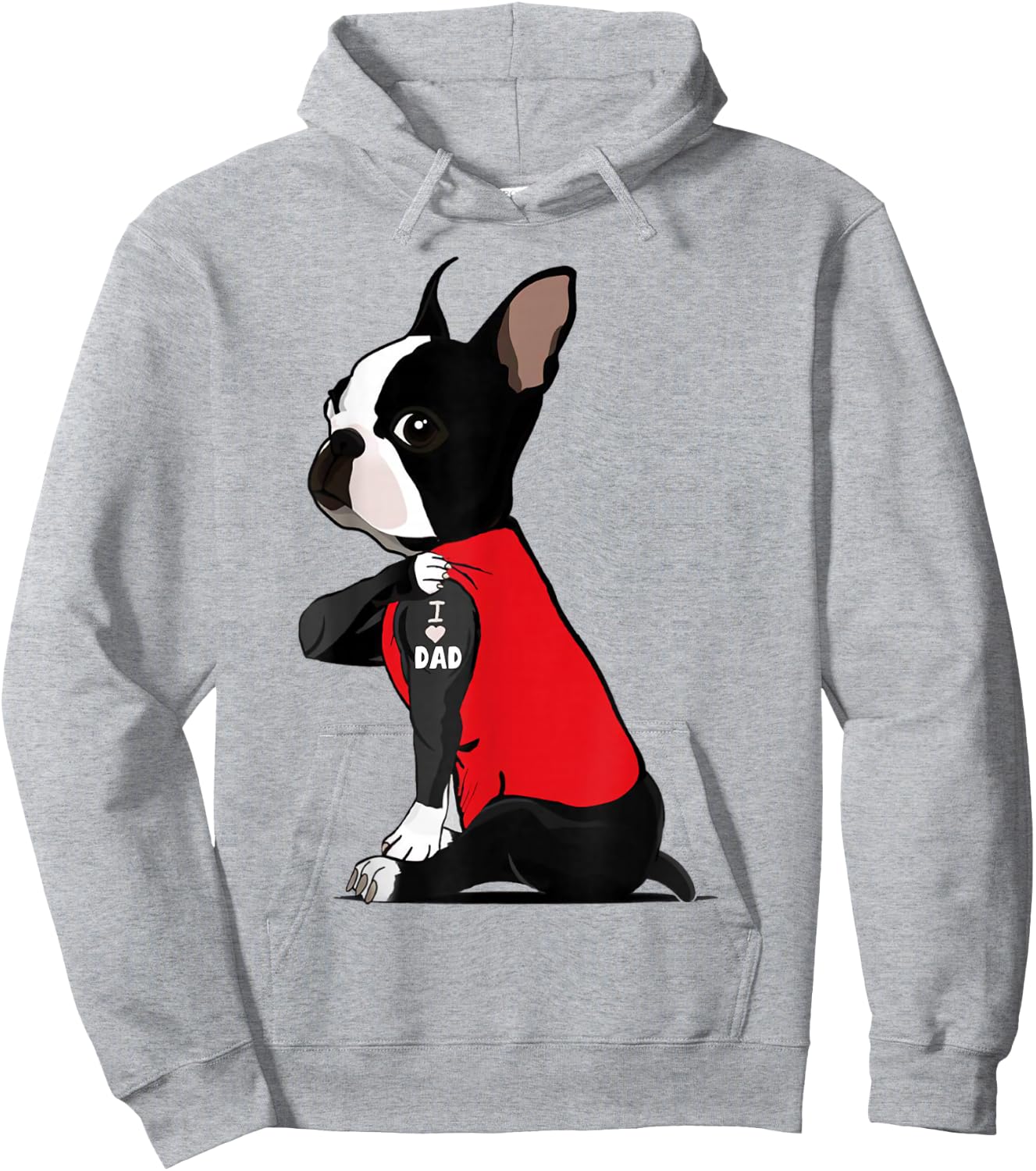 Boston Terrier I Love Dad Tattoo Shirt Funny Boston Terrier Hoodie - Hoodie | Ash