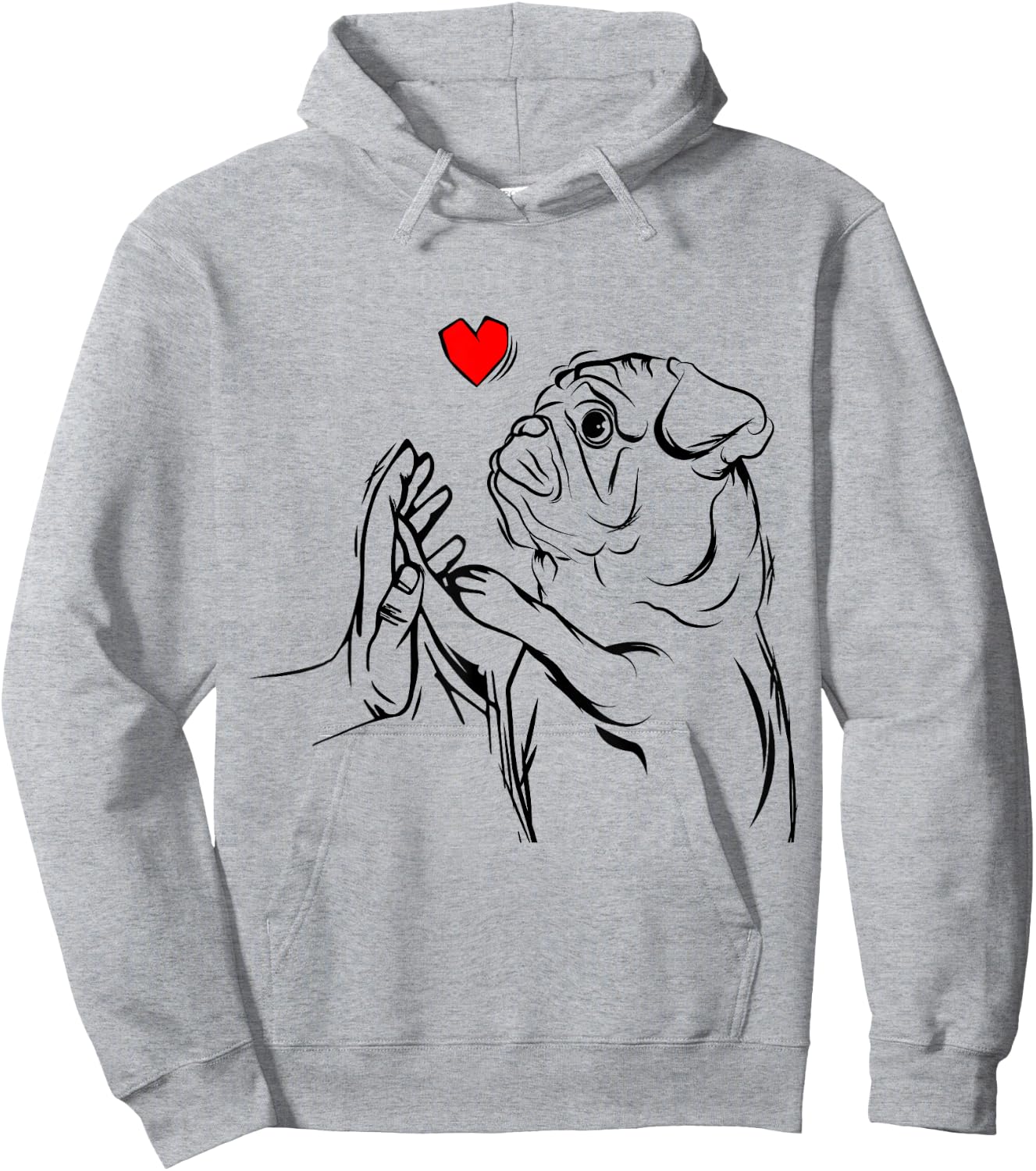 Pug Love Dog Holder Woman Gift Hoodie - Hoodie | Ash
