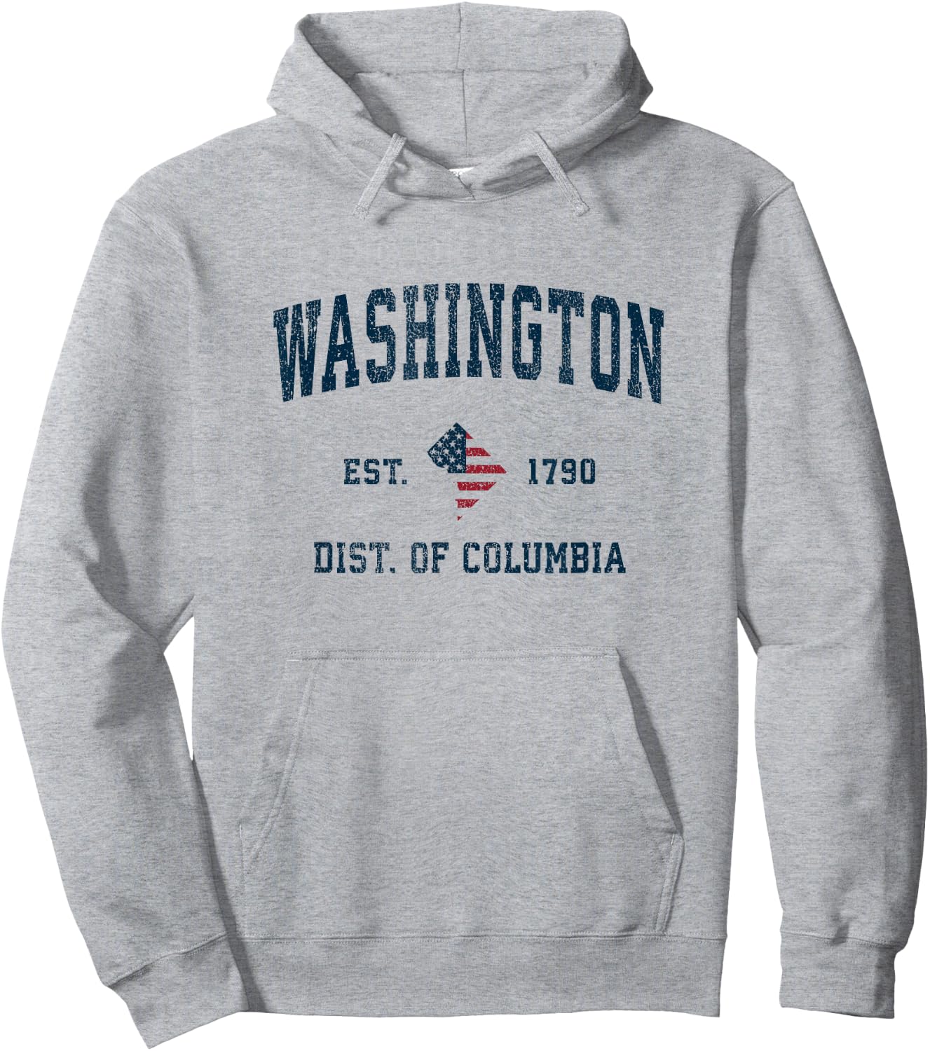 Washington DC Vintage American Flag USA Sports Design Hoodie - Hoodie | Ash