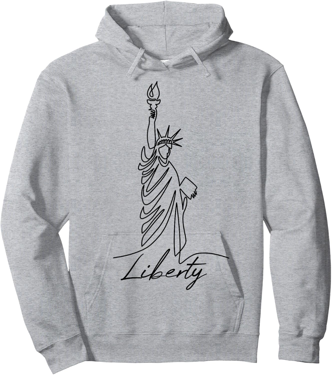 Statue of Liberty Hand Drawn One Line New Art Drawing York Hoodie - Hoodie | Ash
