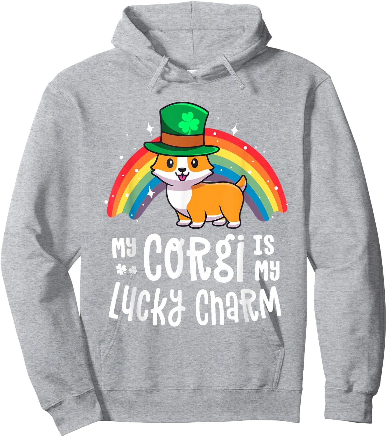 Corgi Lucky Charm Dog St Patricks Day Shirt Gift Hoodie - Hoodie | Ash