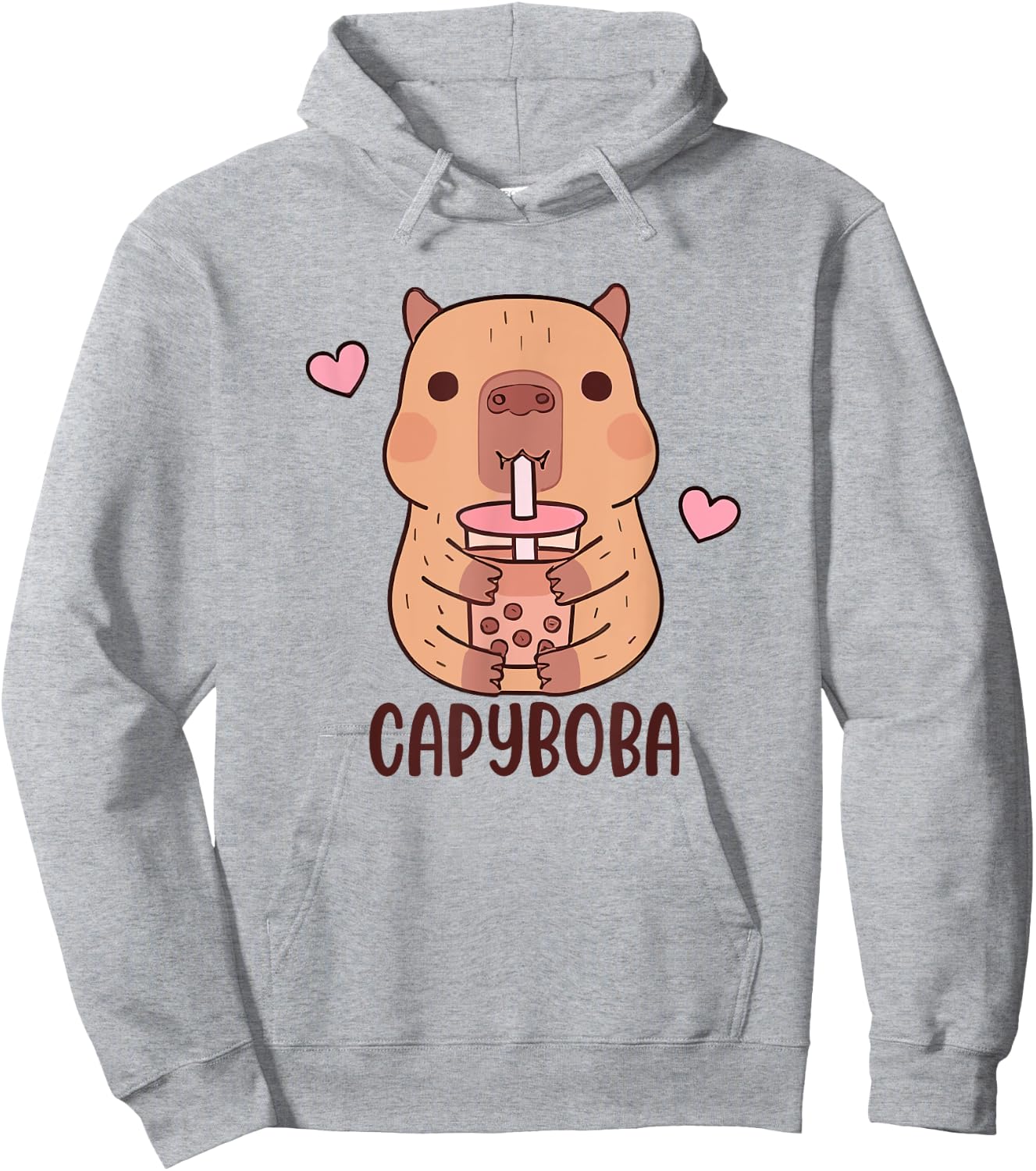 Funny Capybara, Capyboba Boba Milk Tea, Lovely Animal Hoodie - Hoodie | Ash