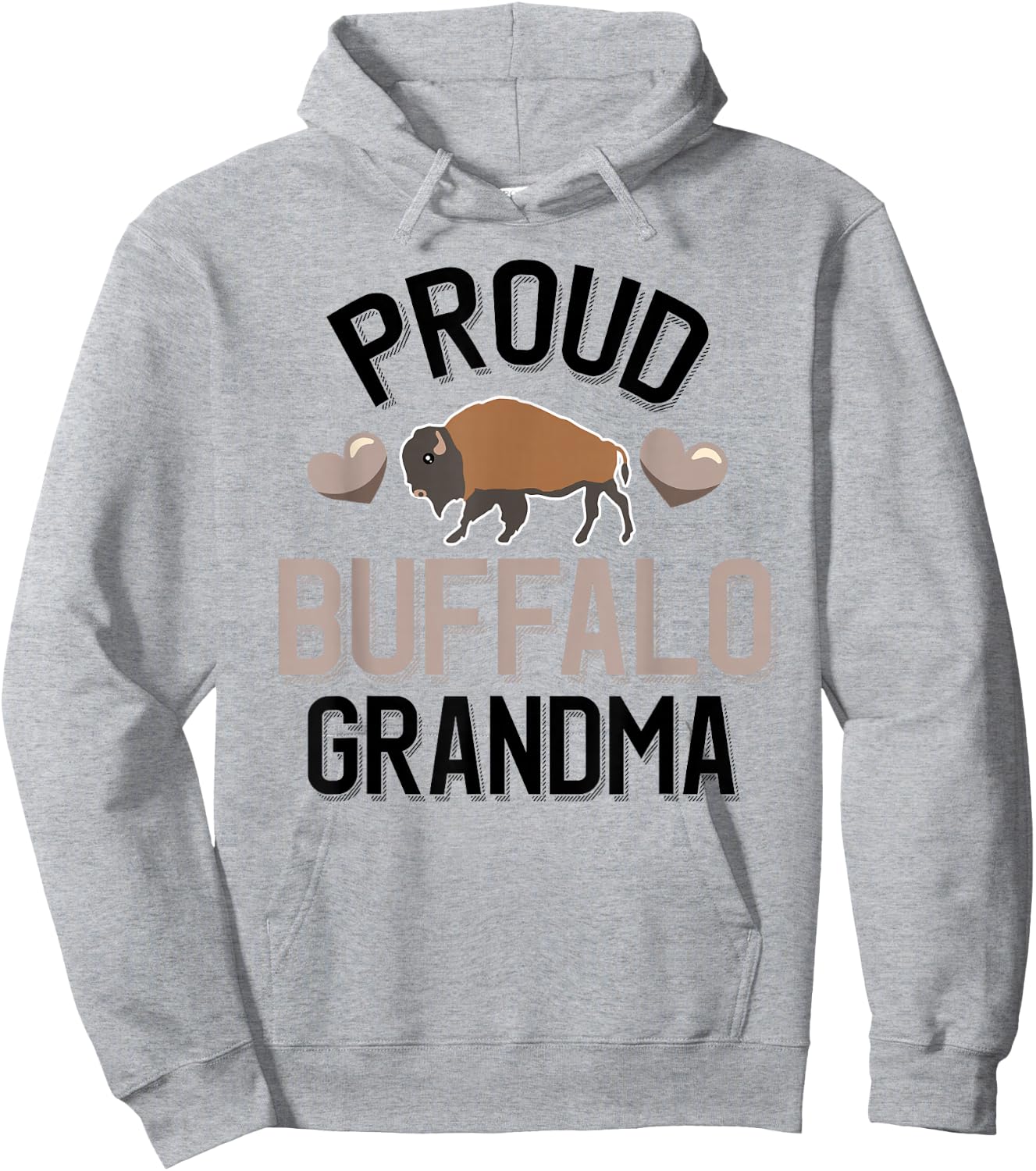 Proud Buffalo Grandma Hoodie - Hoodie | Ash