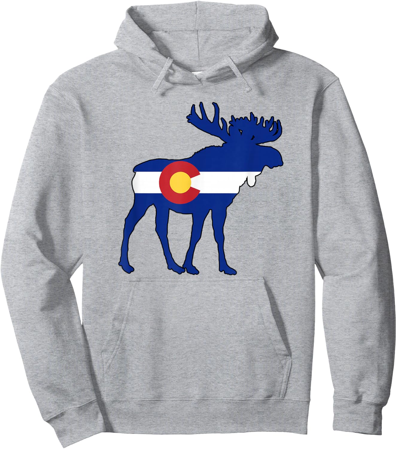 Colorado Flag Moose Hoodie - Hoodie | Ash