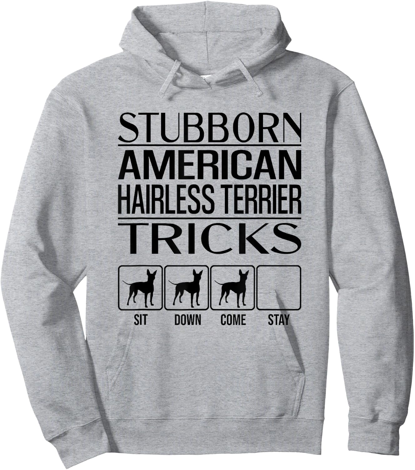 Stubborn Dog Tricks, Funny American Hairless Terrier Men Women Girls Kids Hoodie - Hoodie | Ash