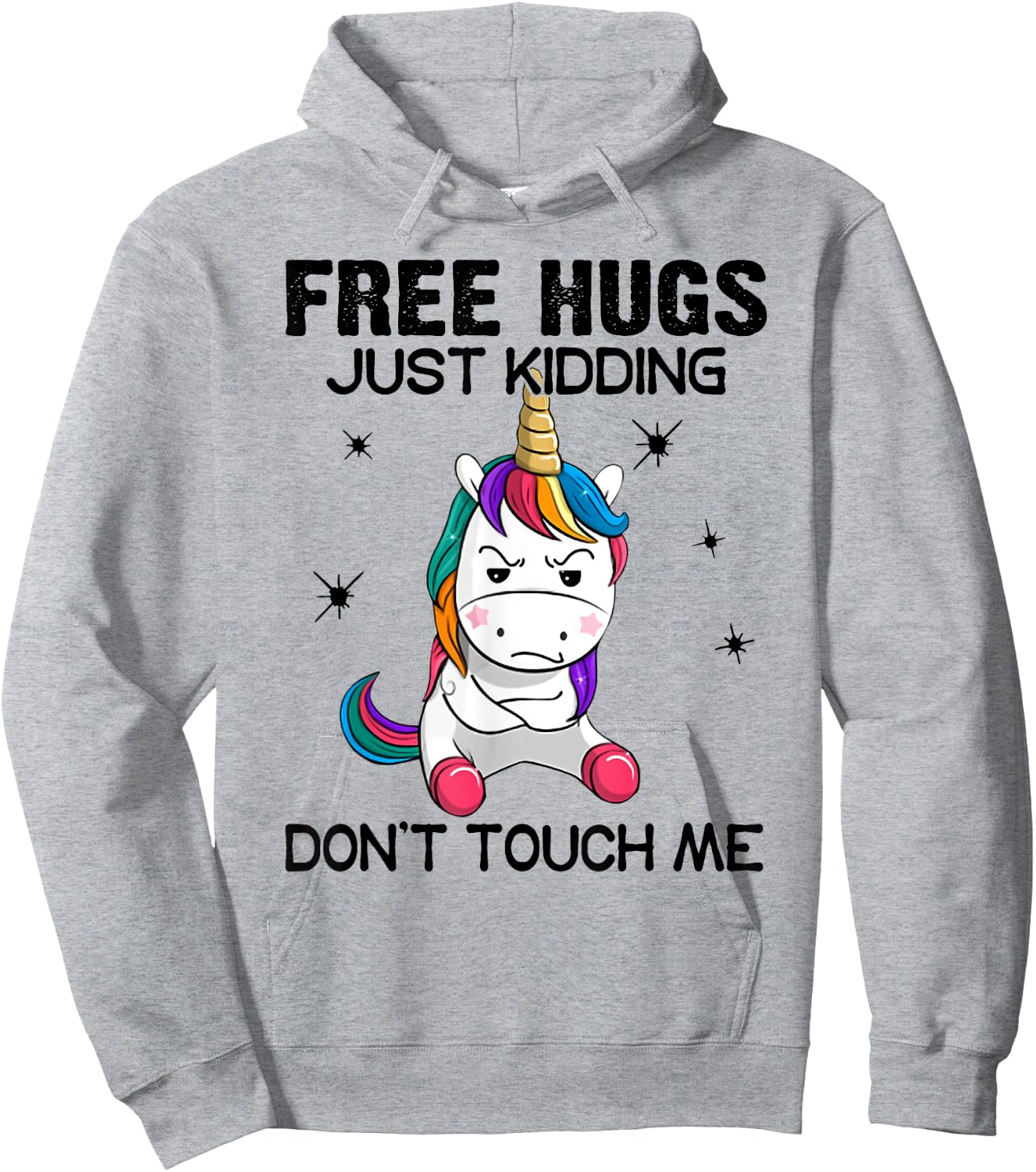Free hugs just kidding don't touch me unicorn Hoodie - Hoodie | Ash