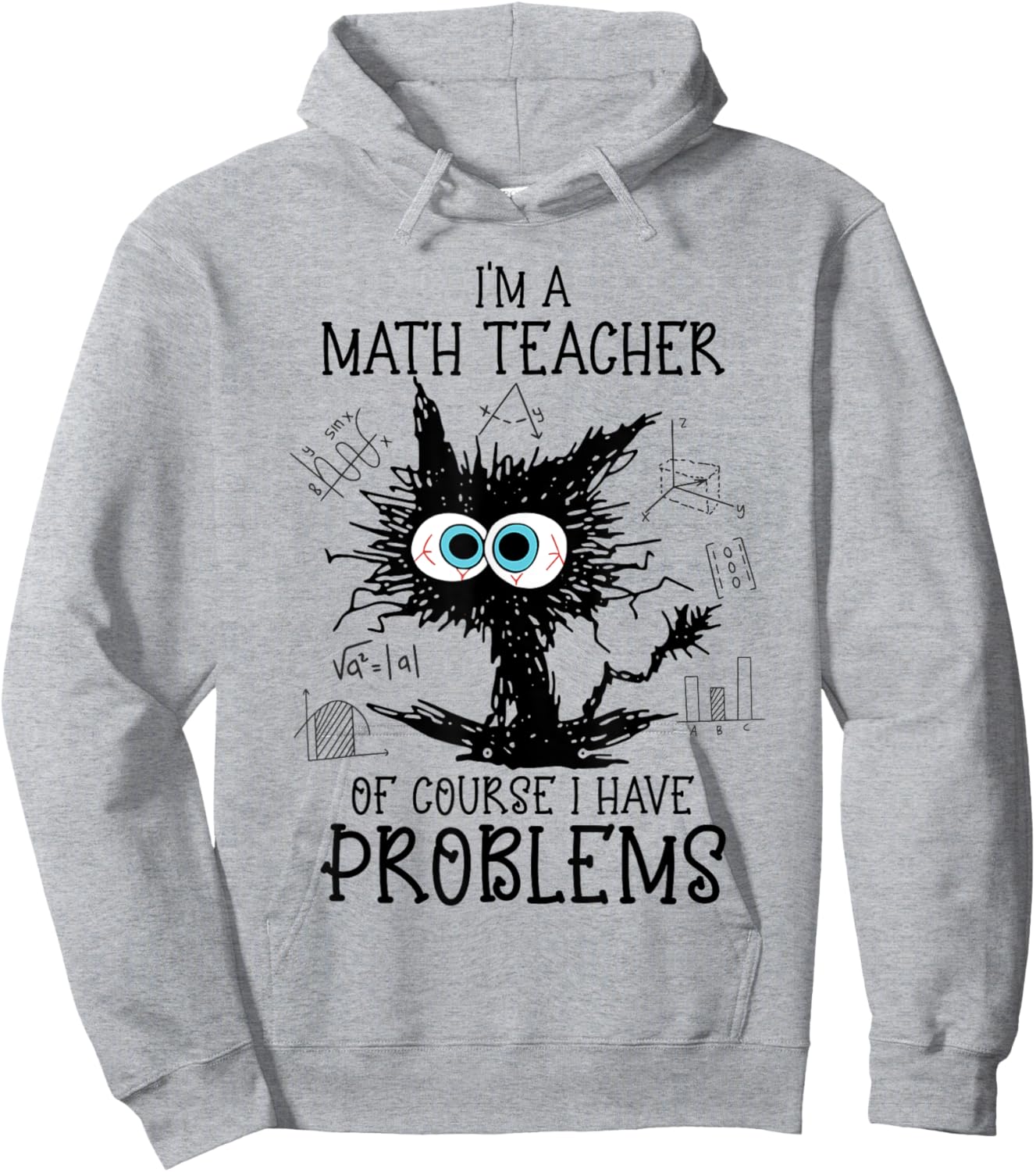 Black Cat Kitty I'm A Math Teacher Of Course I Have Problems Hoodie - Hoodie | Ash