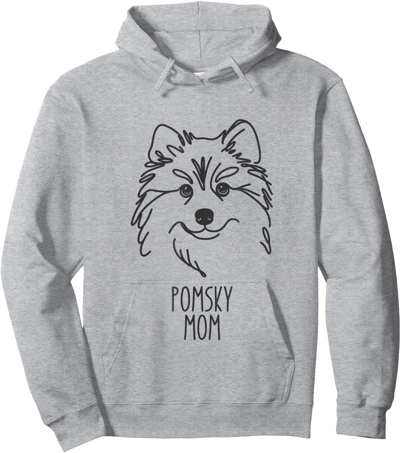 Line Art Best Dog Mom Women - Pomsky Hoodie - Hoodie | Ash