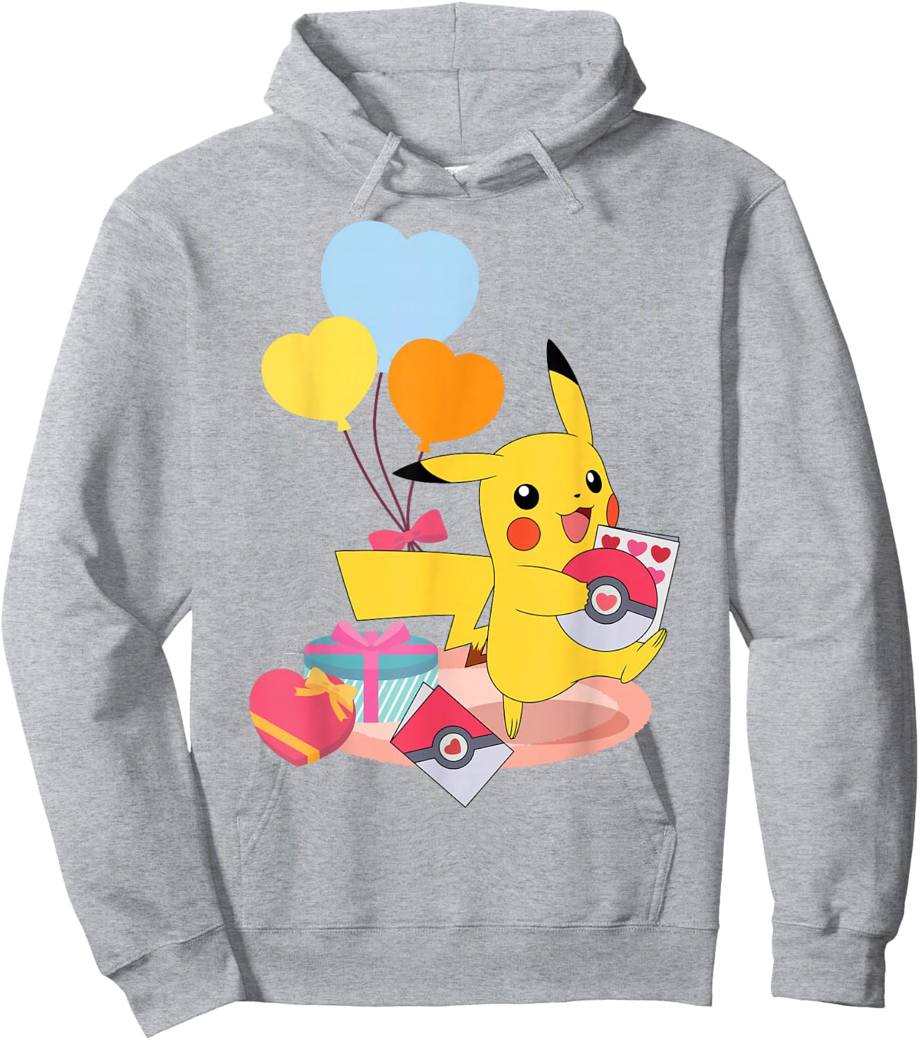 Pokémon - Pikachu Valentine's Day Hearts Pokeball Cards Hoodie - Hoodie | Ash