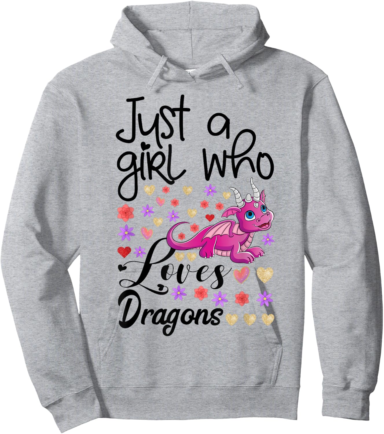 Just a Girl who Loves Dragons Fire Breathing Beast Wings Hoodie - Hoodie | Ash