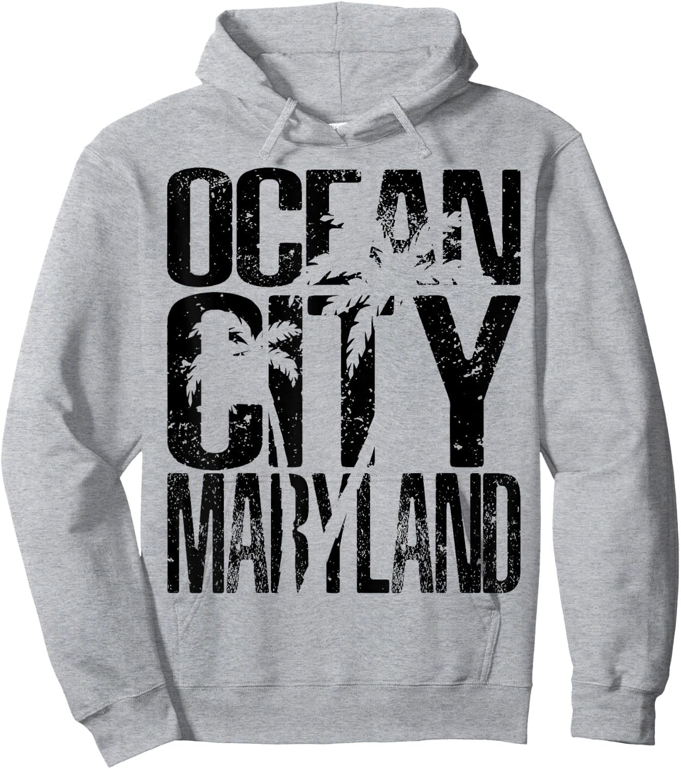 OCMD Ocean City Maryland retro vintage palm tree Hoodie - Hoodie | Ash