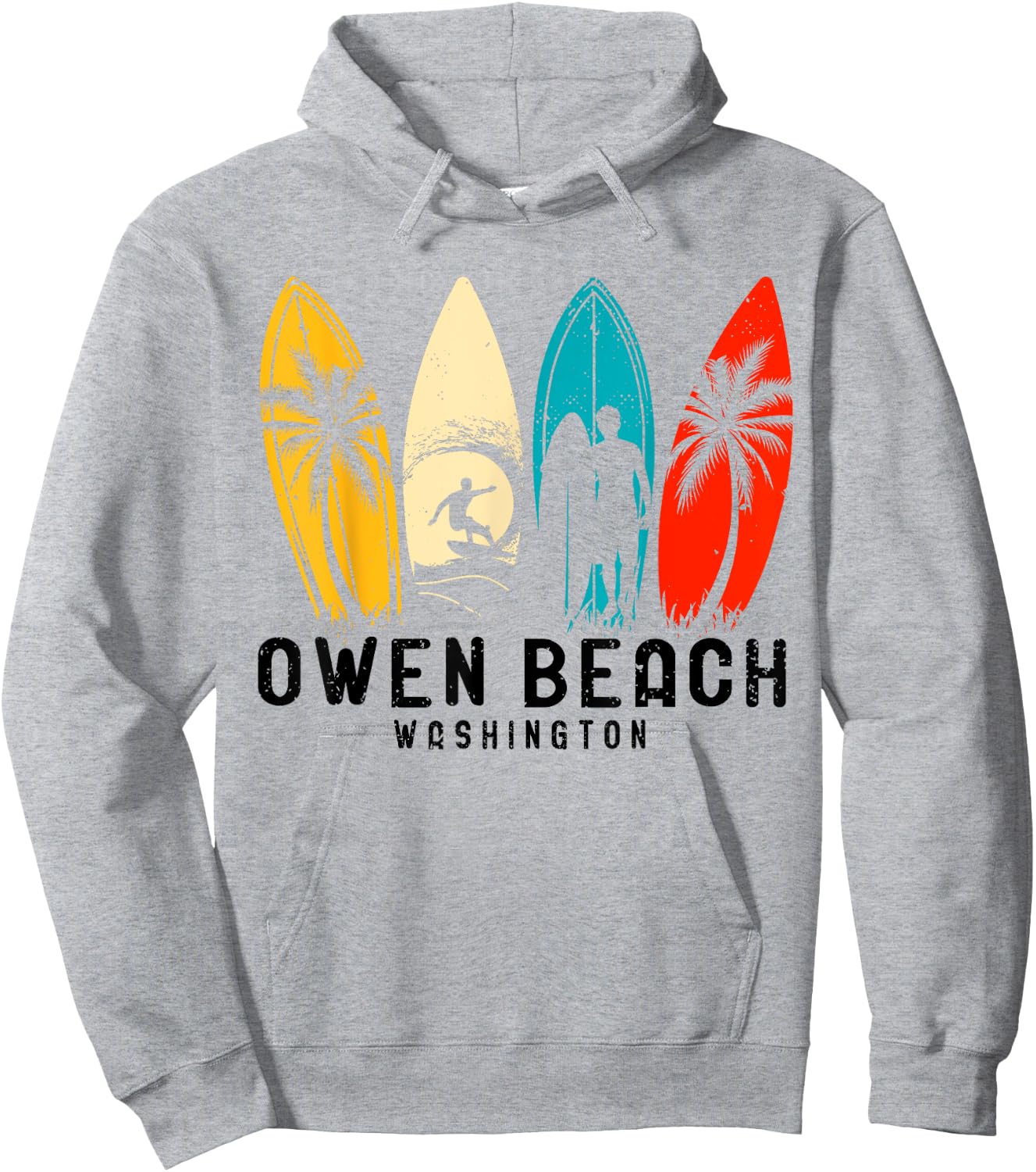 Vintage Washington Owen Beach Surfboarder Women Kids Hoodie - Hoodie | Ash