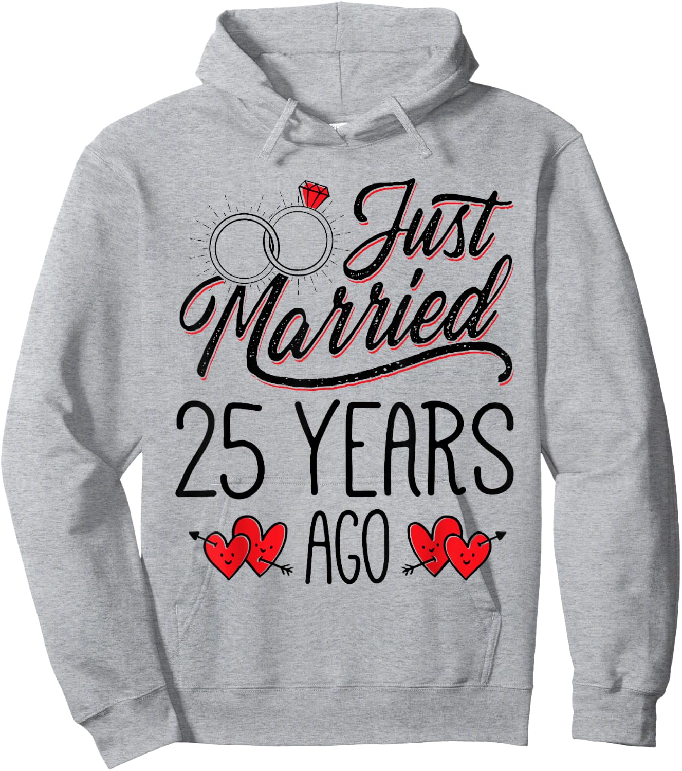 Just Married 25 Years Ago Funny Couple 25th Anniversary Hoodie - Hoodie | Ash