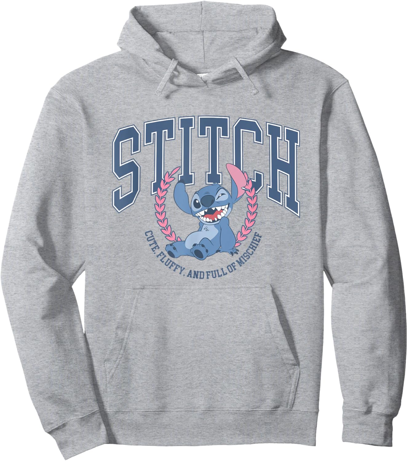 Disney Lilo & Stitch Cute Fluffy & Full Of Mischief Logo Hoodie - Hoodie | Ash