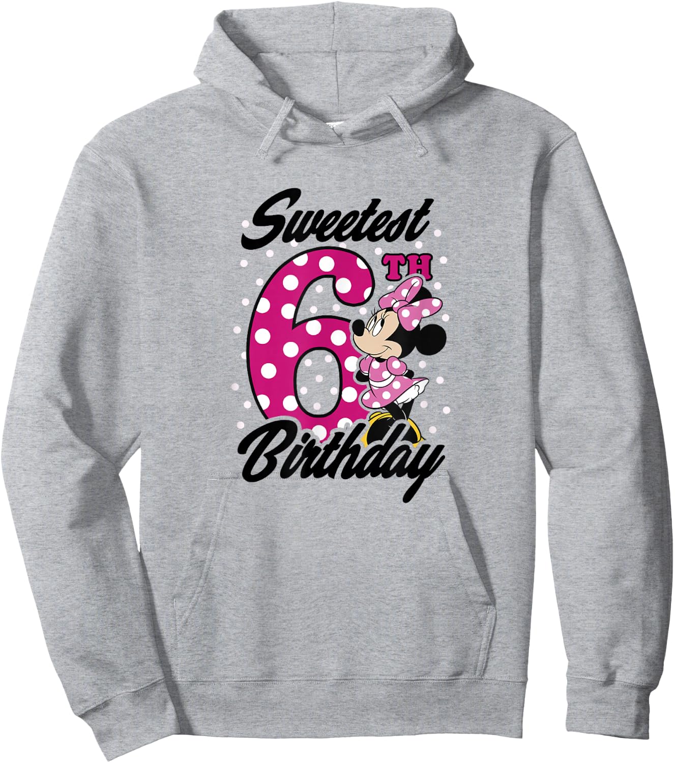 Disney Minnie Mouse Pink Polka Dot Sweetest 6th Birthday Small Hoodie - Hoodie | Ash