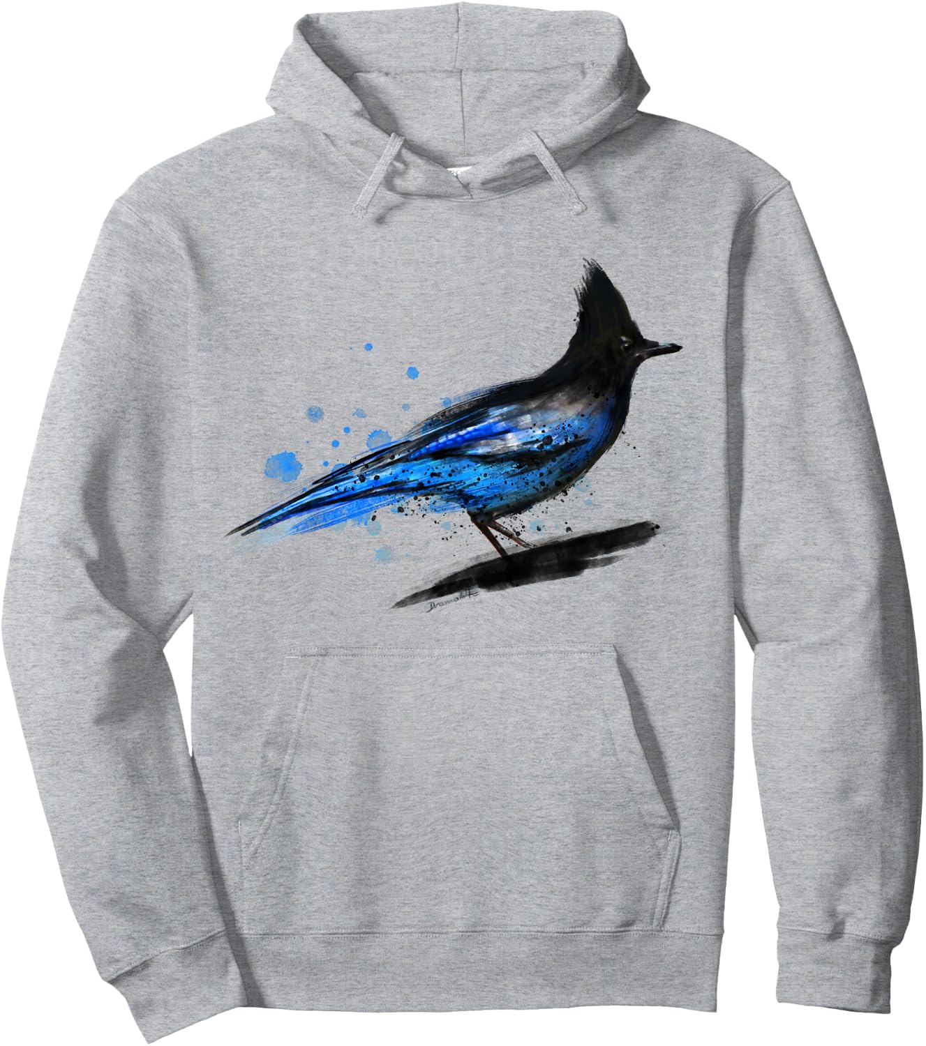 Watercolor blue stellar jay bird artistic animal watercolour Hoodie - Hoodie | Ash