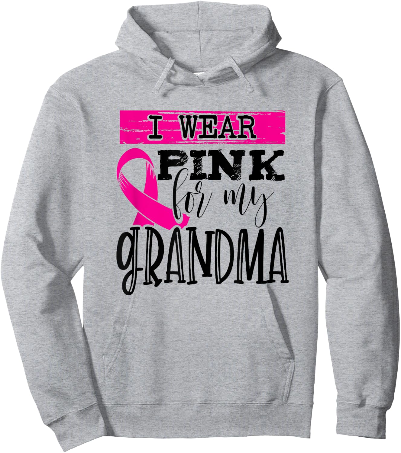 I Wear Pink for My Grandma - Breast Cancer Awareness Hoodie - Hoodie | Ash