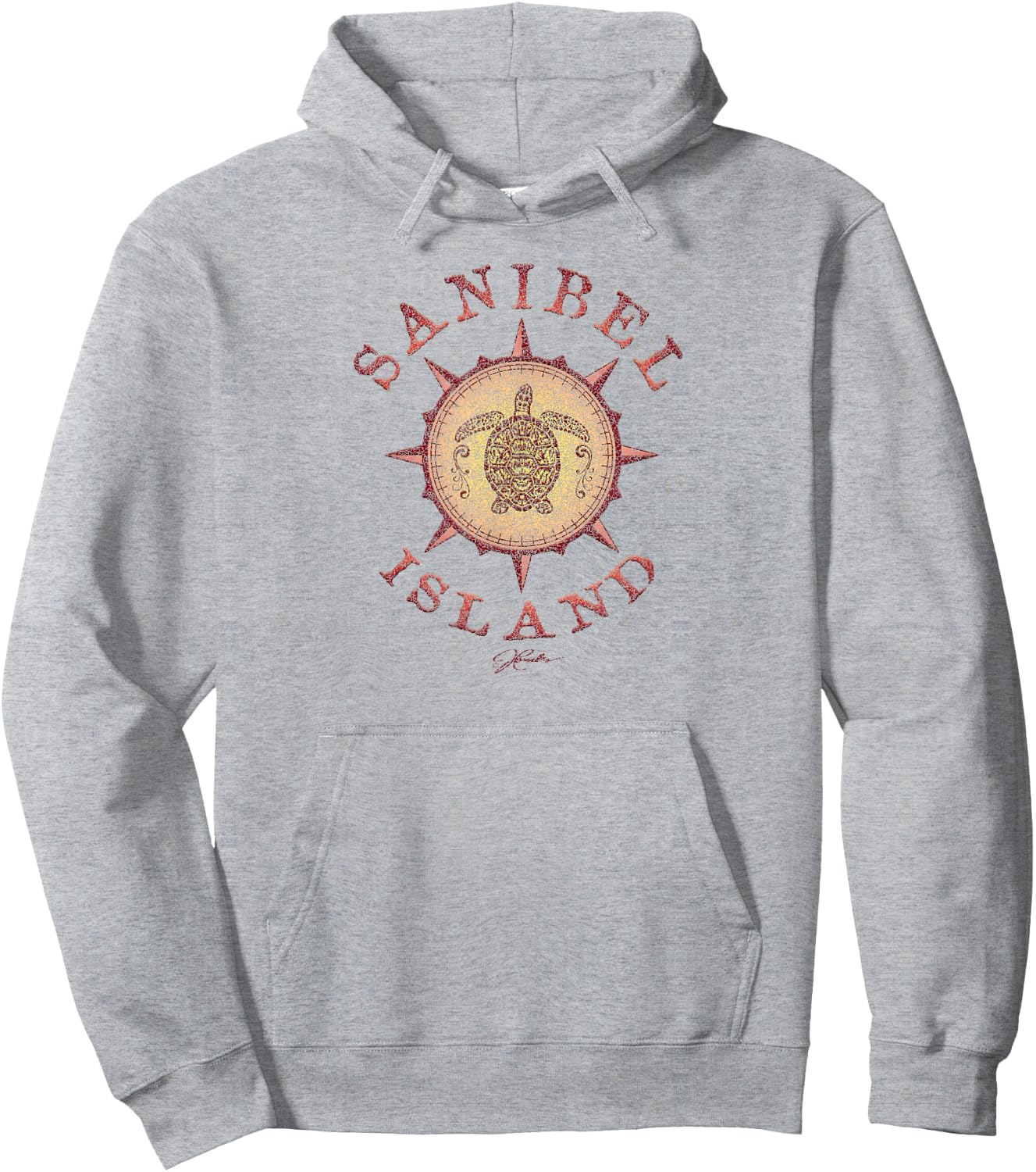 JCombs: Sanibel Island, FL, Sea Turtle on Windrose Hoodie - Hoodie | Ash