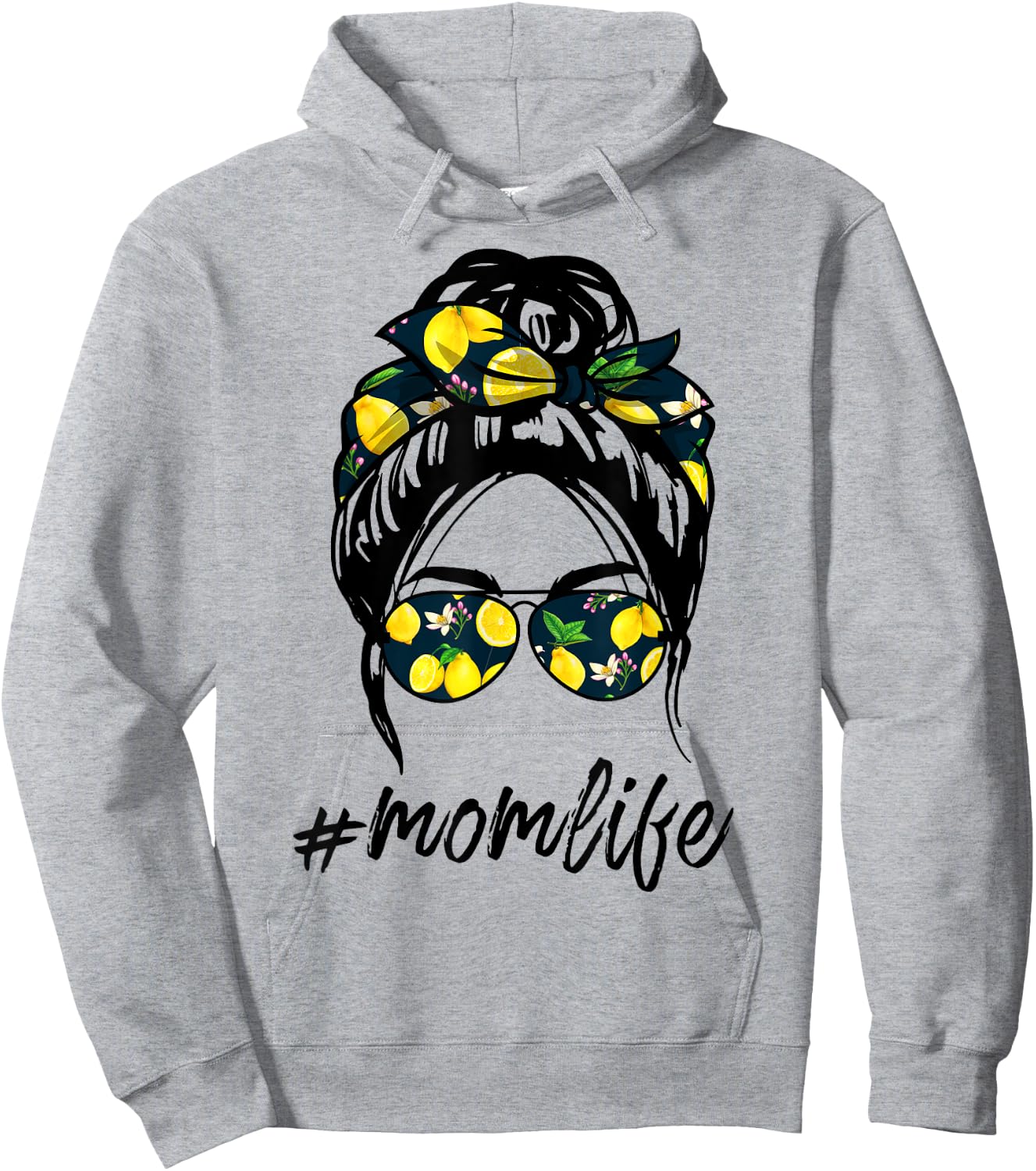 Mom Life shirts yellow lemon Sunglasses & Bandana Hoodie - Hoodie | Ash
