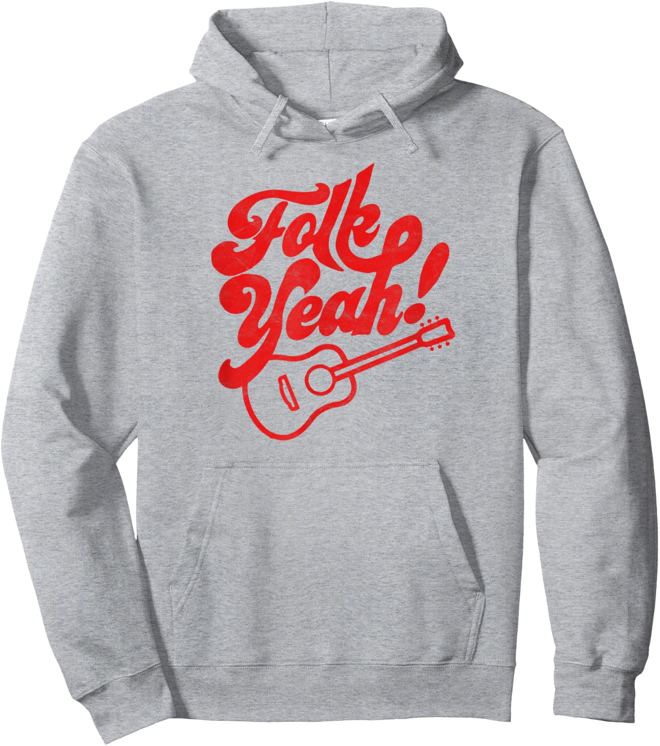 Folk Yeah! Funny Guitar & Typography Vintage Music Hoodie - Hoodie | Ash