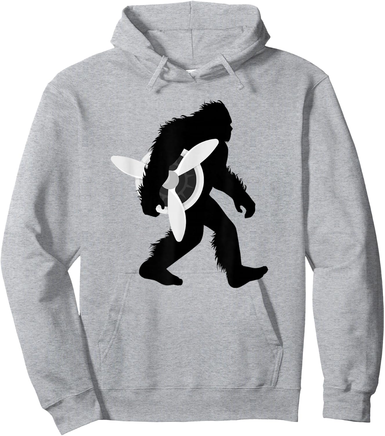 Bigfoot Carrying Airplane Propeller Sasquatch Pilot Hoodie - Hoodie | Ash