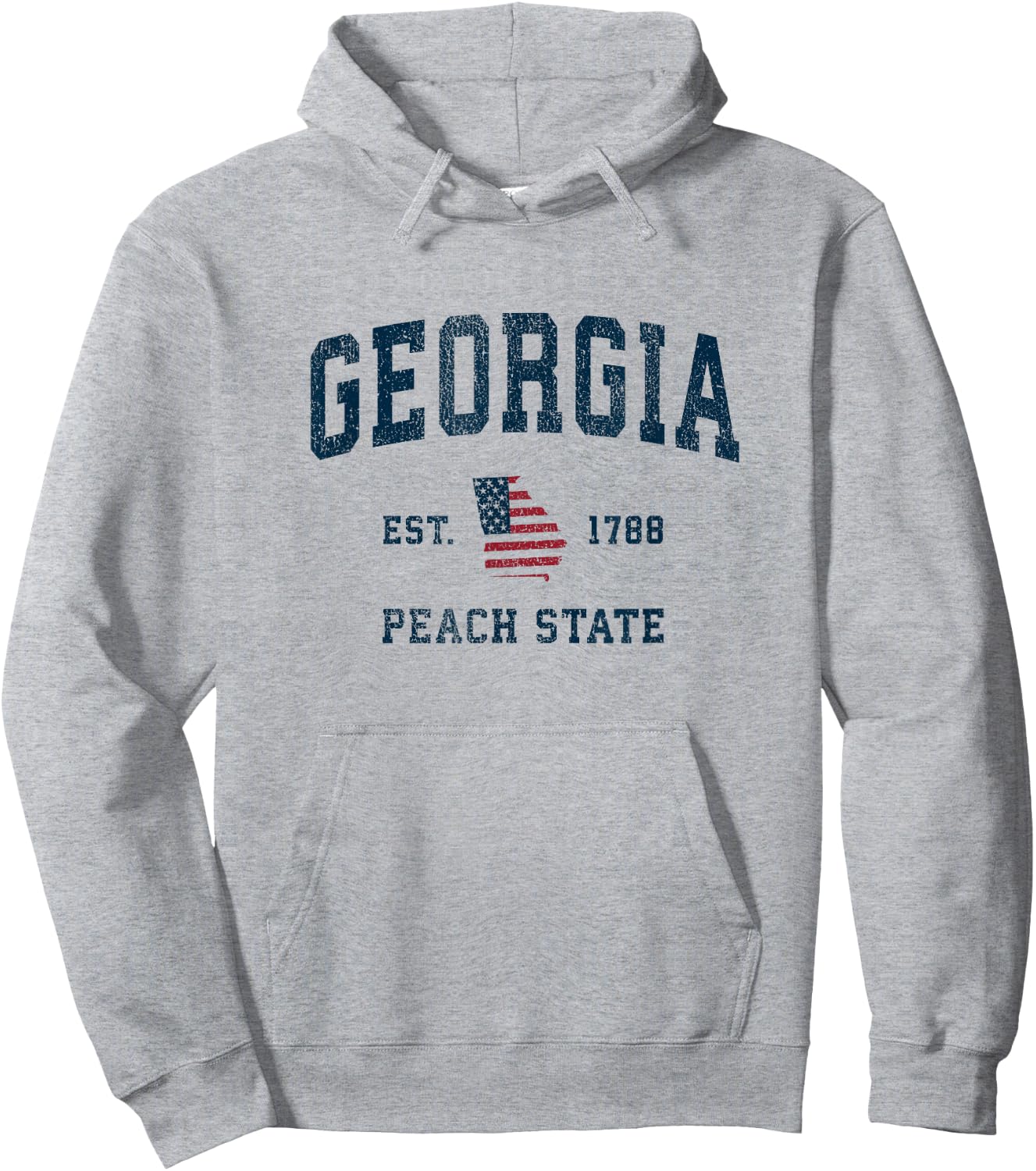 Georgia Vintage American Flag USA Sports Design Hoodie - Hoodie | Ash