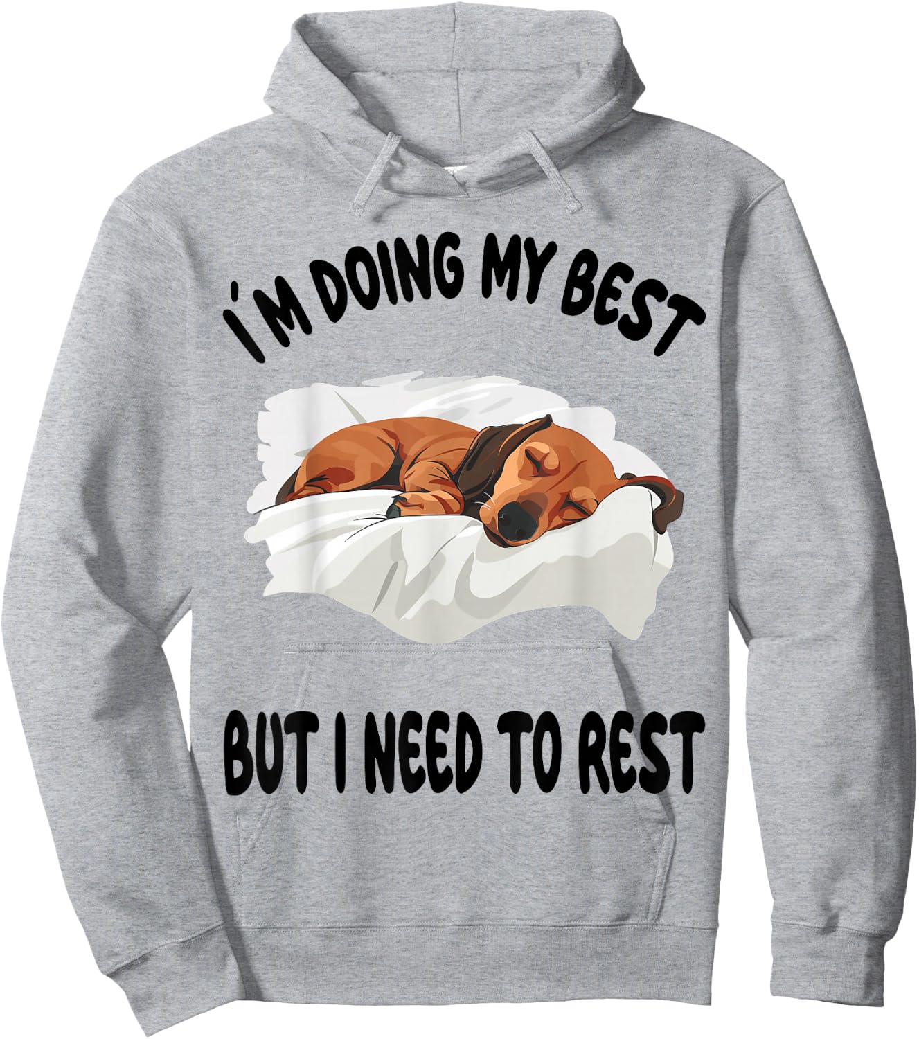 Dachshund Doxie Dog Pajamas Nightgown Sleeping Napping Hoodie - Hoodie | Ash