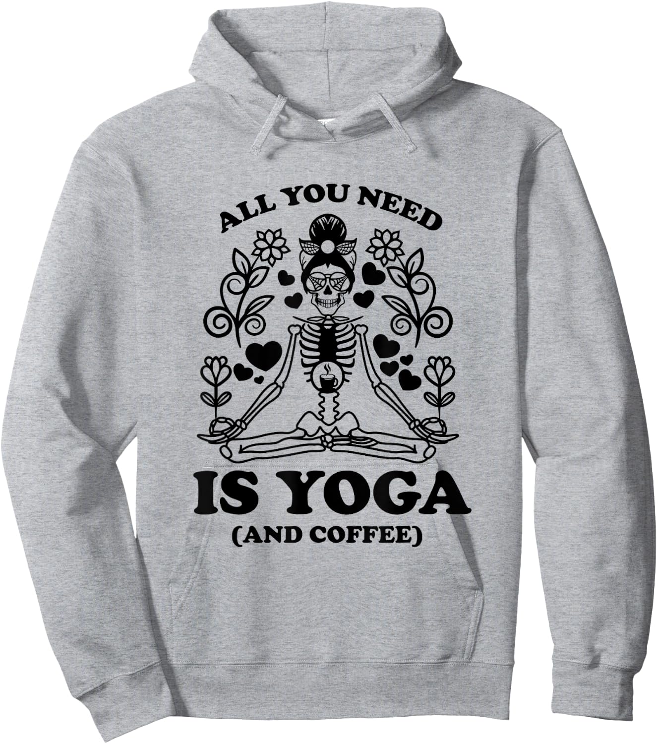 Yoga Coffee Skeleton Namaste Design / Boho Yogi Teacher Men Women Hoodie - Hoodie | Ash