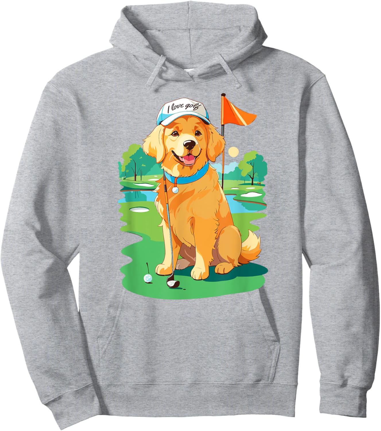 Golf Player Lover Golden Retriever Hoodie - Hoodie | Ash