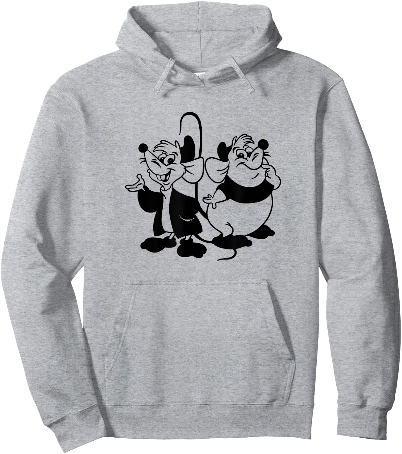 Disney Cinderella Jaq & Gus Simple Black Outline Hoodie - Hoodie | Ash