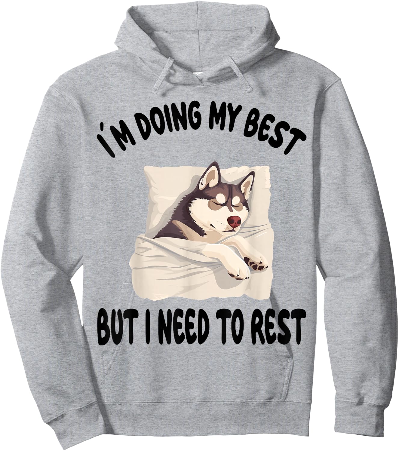 Siberian Husky Dog Pajamas Nightgown Sleeping Napping Men Women Girls Kids Hoodie - Hoodie | Ash