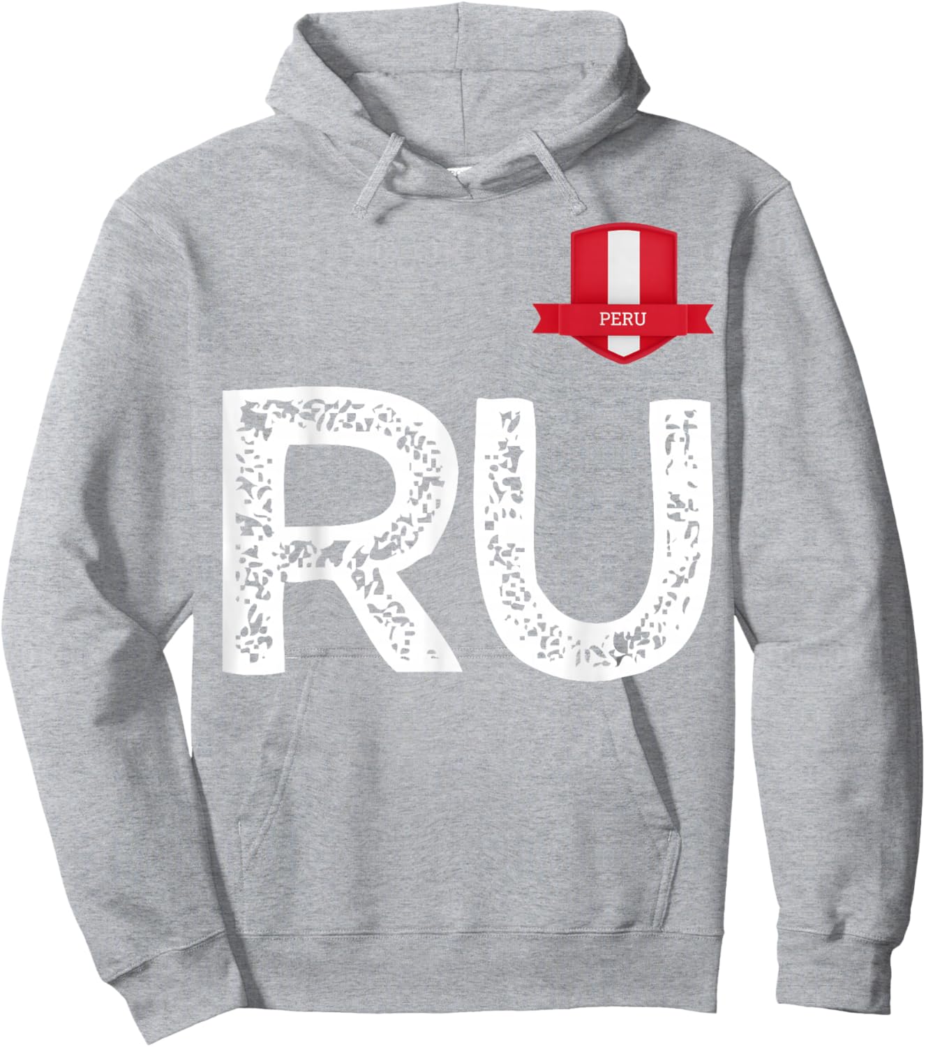 Peru Human-Flag Letter R and U Peru Hoodie - Hoodie | Ash