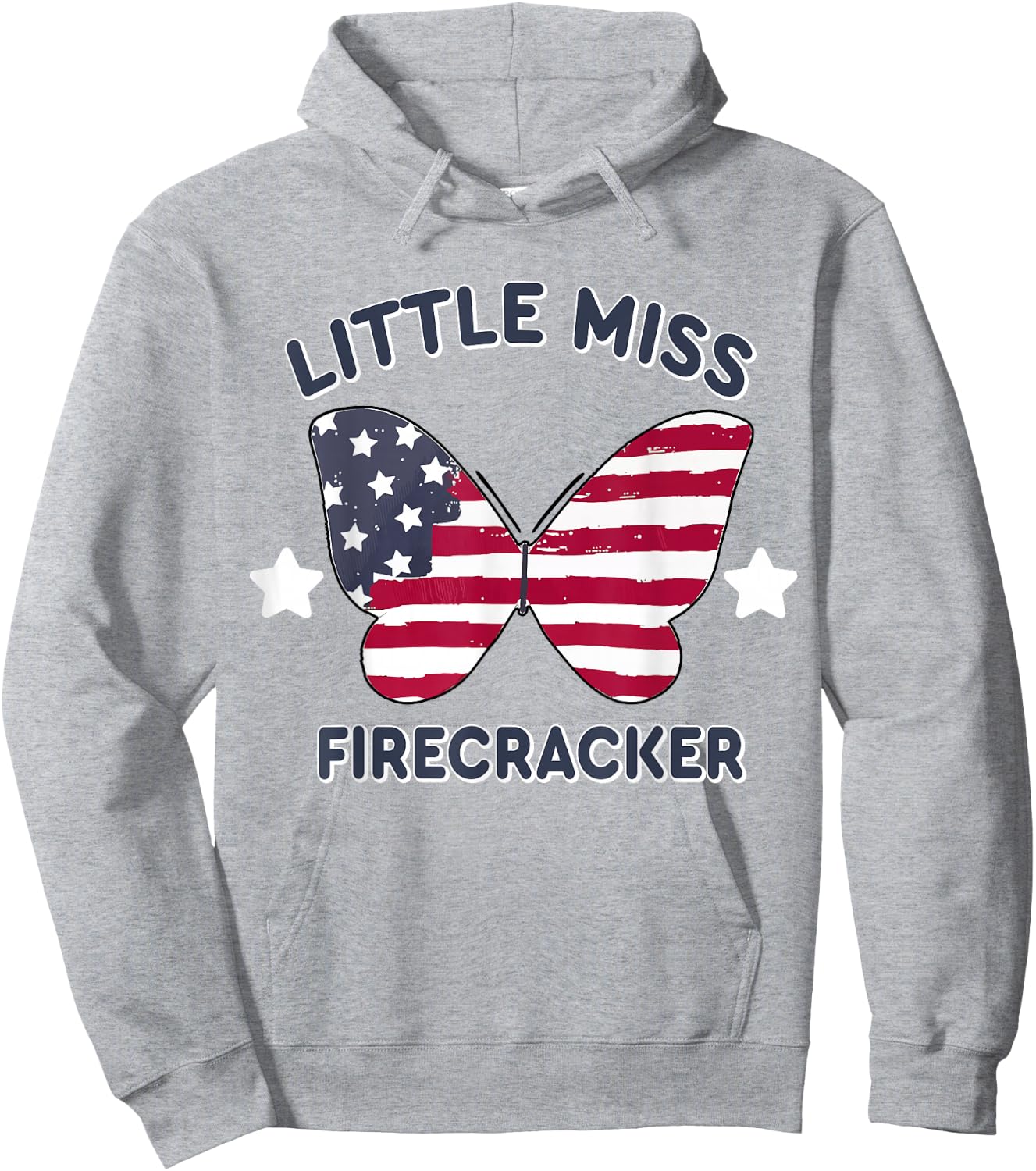 USA Flag Little Miss Firecracker 4th July Women Toddler Girl Hoodie - Hoodie | Ash
