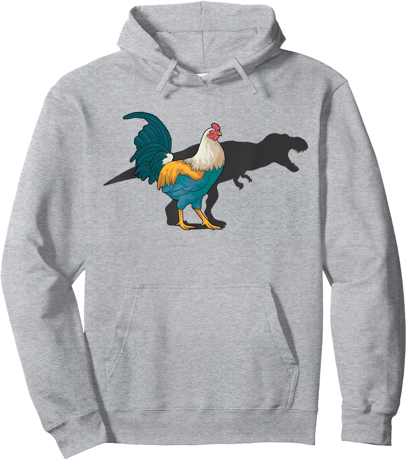 Chicken Dinosaur Shadow T Rex Hen Lover Cute Chicken Farmer Hoodie - Hoodie | Ash