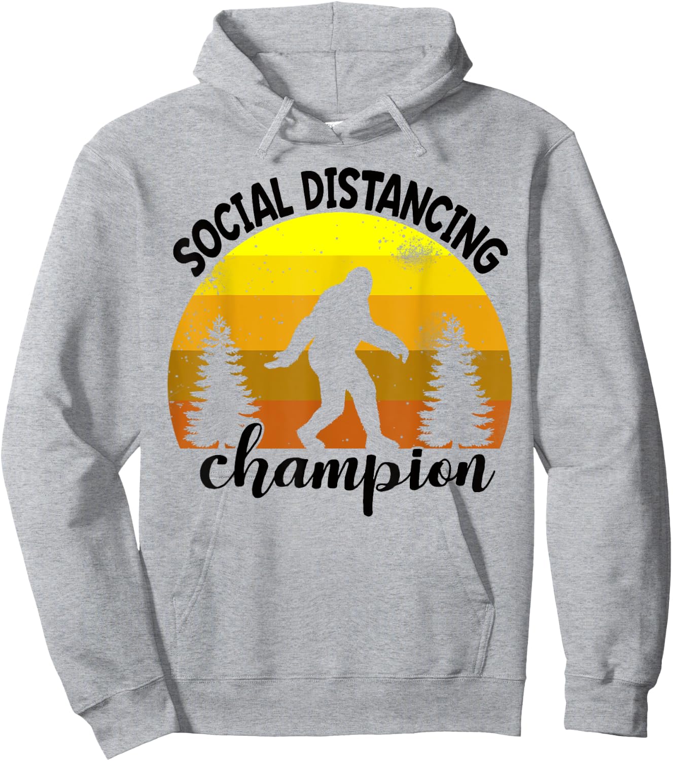 BigFoot Sasquatch Social Distance Shirt Vintage Camping Gift Hoodie - Hoodie | Ash