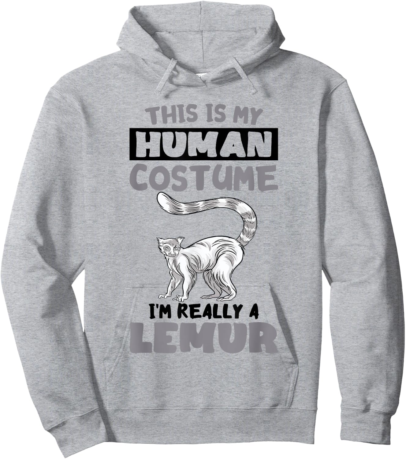 Human Costume Madagascar Animal Cute Lemur Monkey Lemur Hoodie - Hoodie | Ash